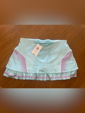 K-Swiss Light Blue Pleated Mini Skirt with Pink Trim